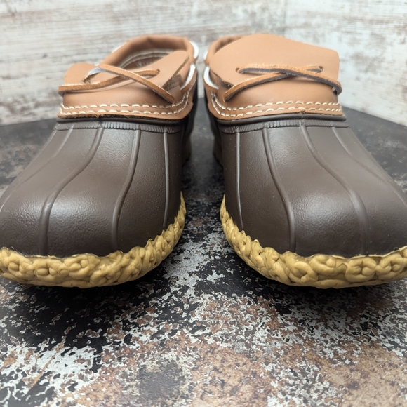 Mens L.L. Bean Duck Boots Sz 8 W Wide Used Brown Leather Muck Rubber Moc 2 - Picture 6 of 11